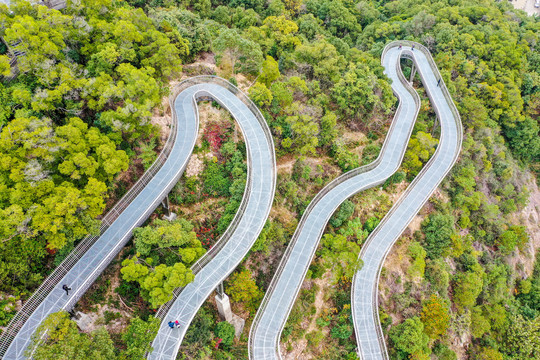 航拍福州城市森林步道福州福道