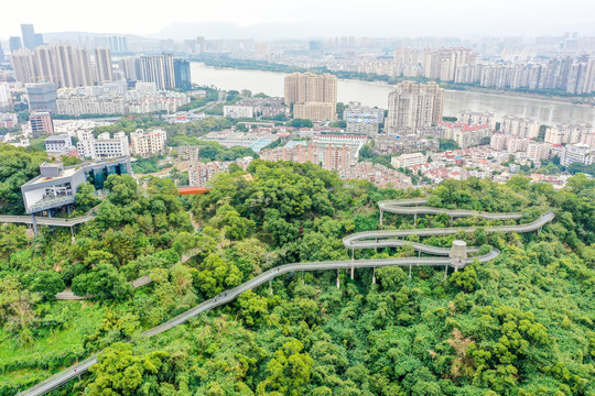 航拍福州城市森林步道福州福道