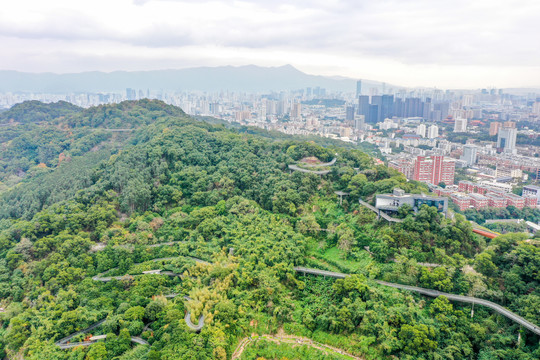 航拍福州城市森林步道福州福道