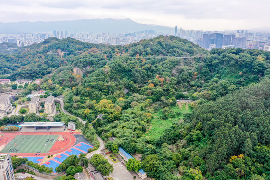 航拍福州城市森林步道福州福道