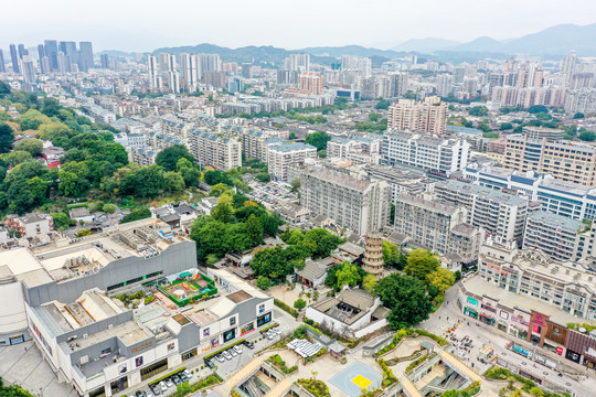 航拍福州乌山乌塔公园石塔寺