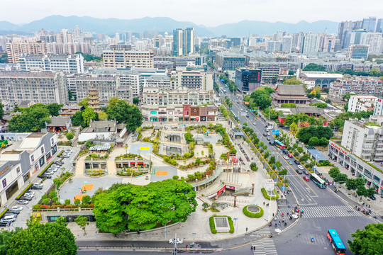 航拍福州乌山乌塔公园石塔寺