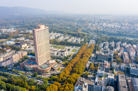 航拍江苏南京玄武区城区风光