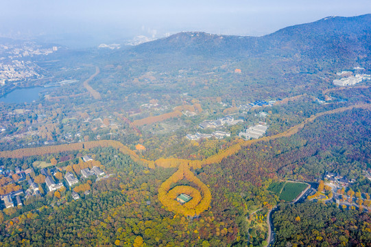 航拍南京钟山风景名胜区美龄宫