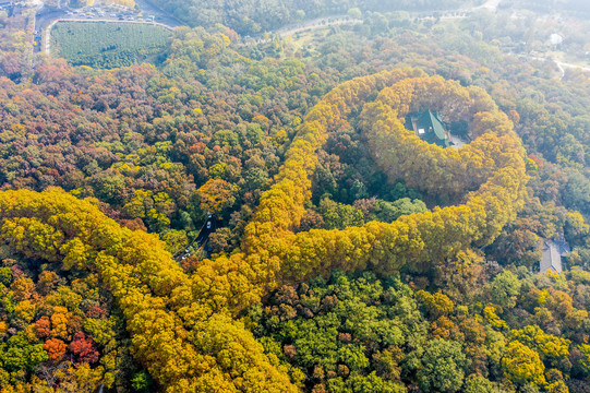 航拍南京钟山风景名胜区美龄宫