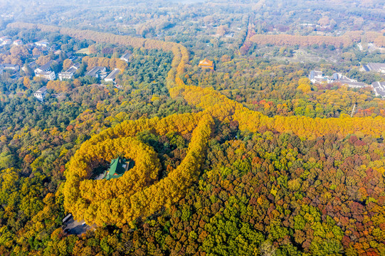 航拍南京钟山风景名胜区美龄宫