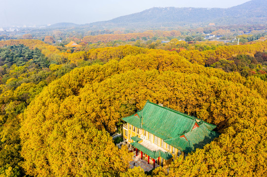 航拍南京钟山风景名胜区美龄宫