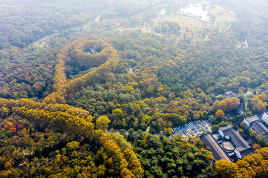 航拍南京钟山风景名胜区美龄宫