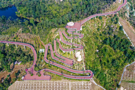 航拍珠海香山湖公园香山云道