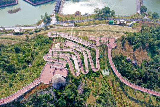 航拍珠海香山湖公园香山云道