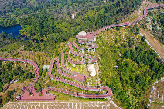 航拍珠海香山湖公园香山云道