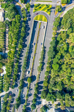 航拍广东中山博爱路兴中道街景