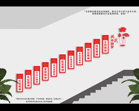 中国精神楼梯间文化墙