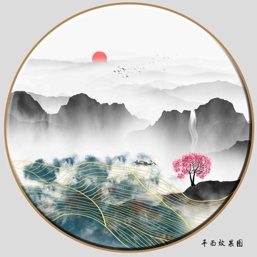 圓形水墨畫