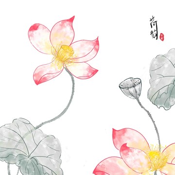 水墨荷花裝飾畫(huà)
