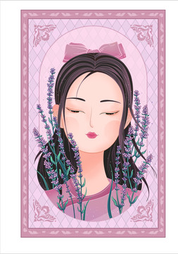 薰衣草化妝品國風(fēng)女子包裝插畫