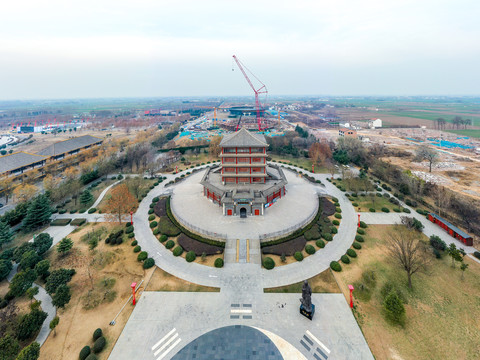 航拍河南温县中国太极拳博物馆