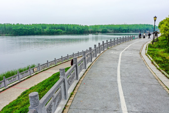 航拍河南信阳光山县潢河