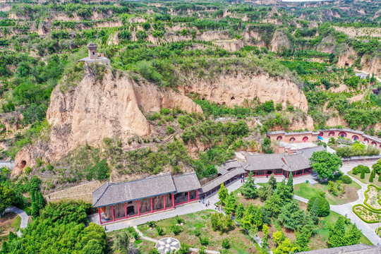 航拍河南巩义石窟寺巩县石窟