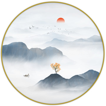 圓形山水畫(huà)