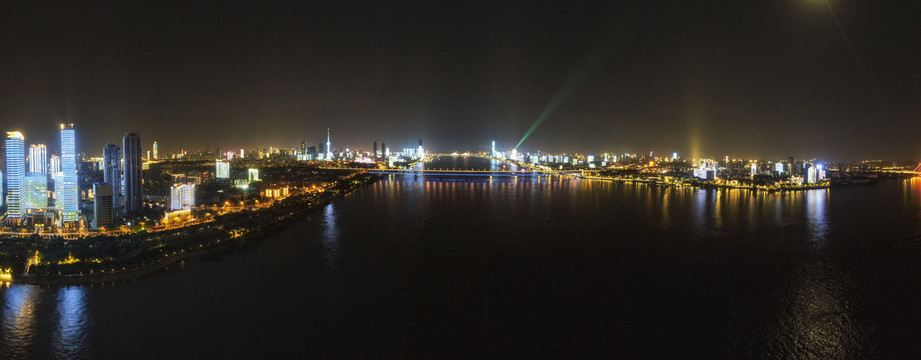 武汉城市夜景全景图航拍