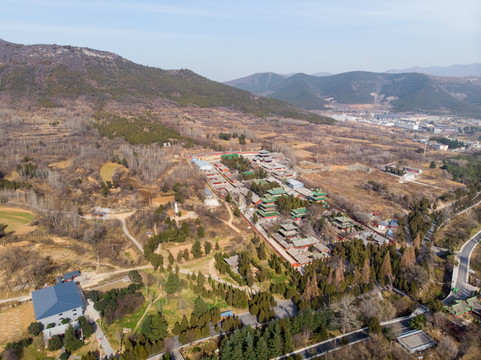 航拍河南郑州登封嵩山少林寺