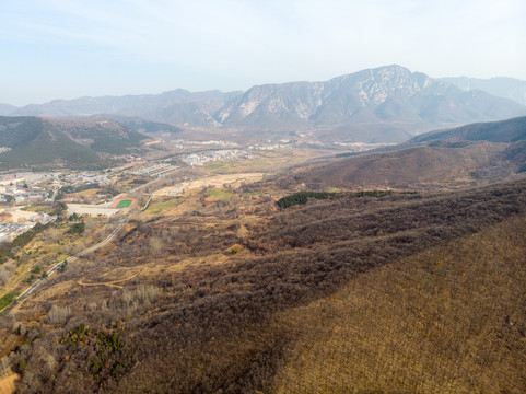 航拍河南郑州登封嵩山少林寺