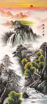 竖幅山水画