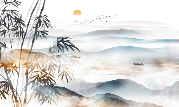 水墨竹子背景墻