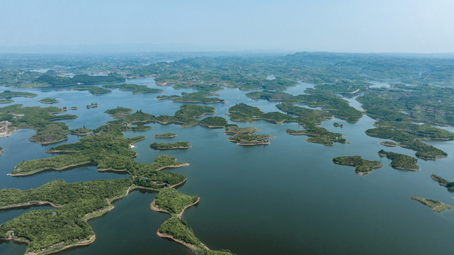 重庆长寿湖景区高空航拍图