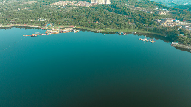 重庆长寿湖景区高空航拍图