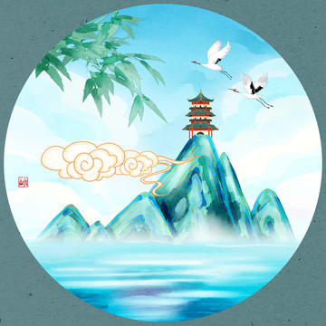 新中式山水装饰画