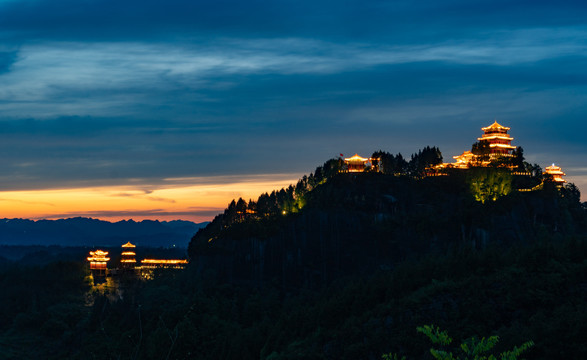 航拍湖南湘西龙山县太平山素材