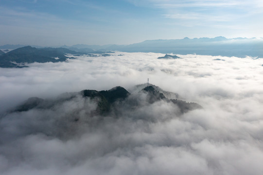 航拍湖南湘西山间云海素材