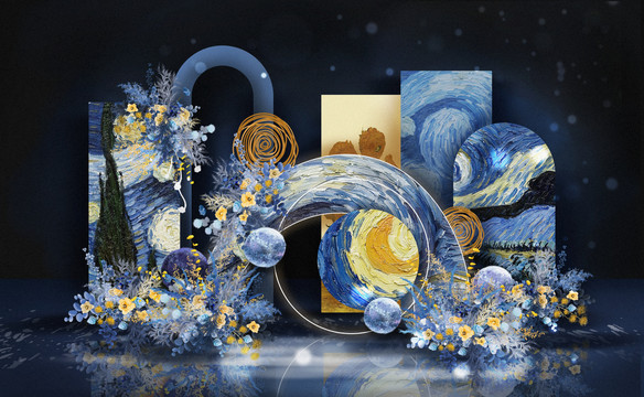 油畫風(fēng)星空婚禮迎賓區(qū)
