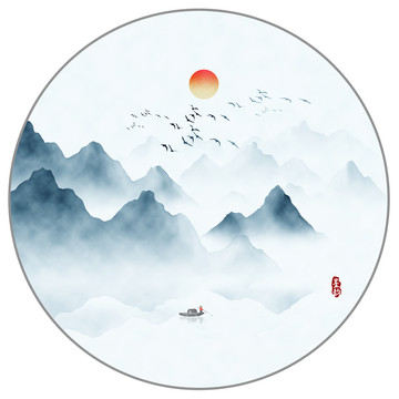 意境水墨山水畫