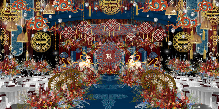 新派蒙古族藍色婚禮效果圖