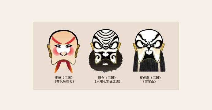 粵劇臉譜龐統(tǒng)周倉夏侯淵