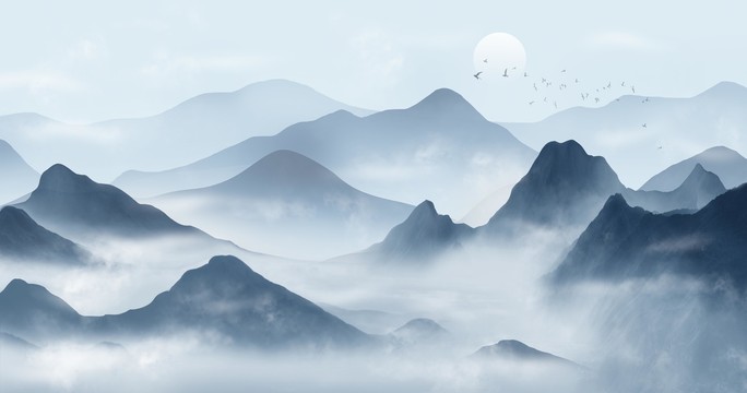 意境水墨山水畫