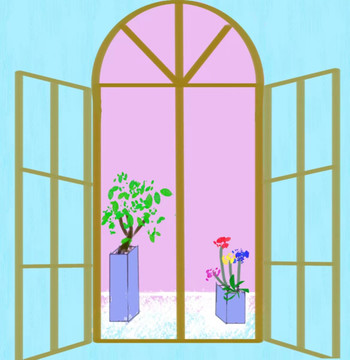 窗口绿植插画风格