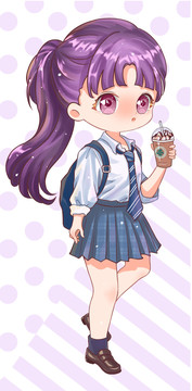 插畫學(xué)生服女孩