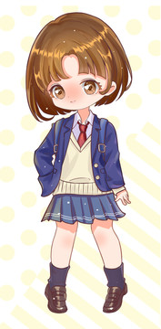 插畫校園女孩