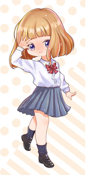 插畫校園女孩
