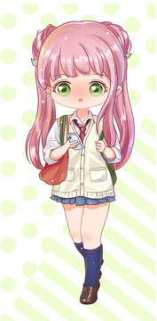插畫校服女孩