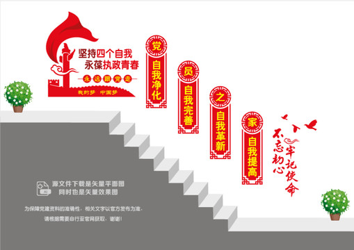 四個(gè)自我樓梯墻