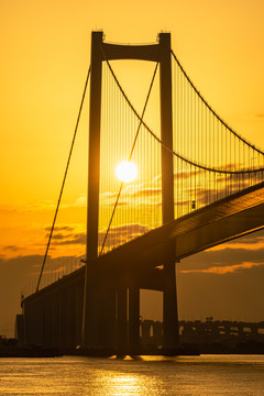 南沙大桥悬日风景