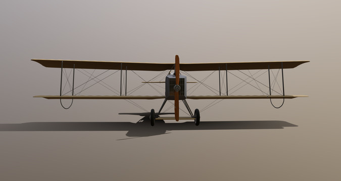 莱特兄弟飞机模型尾部视图