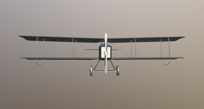 金属莱特兄弟飞机模型尾部视图