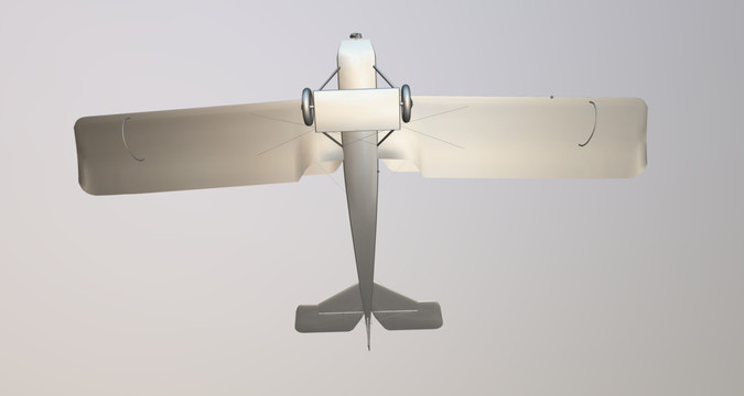 金属莱特兄弟飞机模型正仰视角