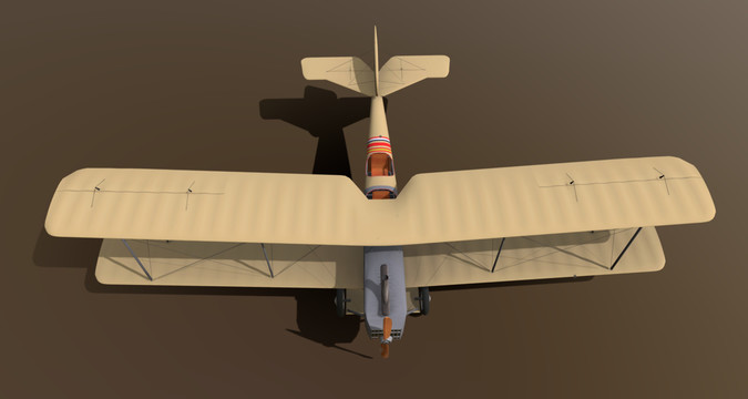 莱特兄弟飞机模型前顶视图